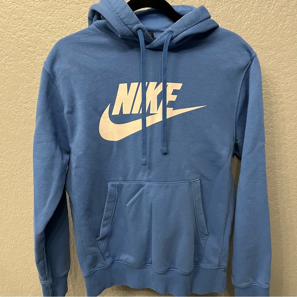 Nike Light Blue Pullover Hoodie with White Swoosh